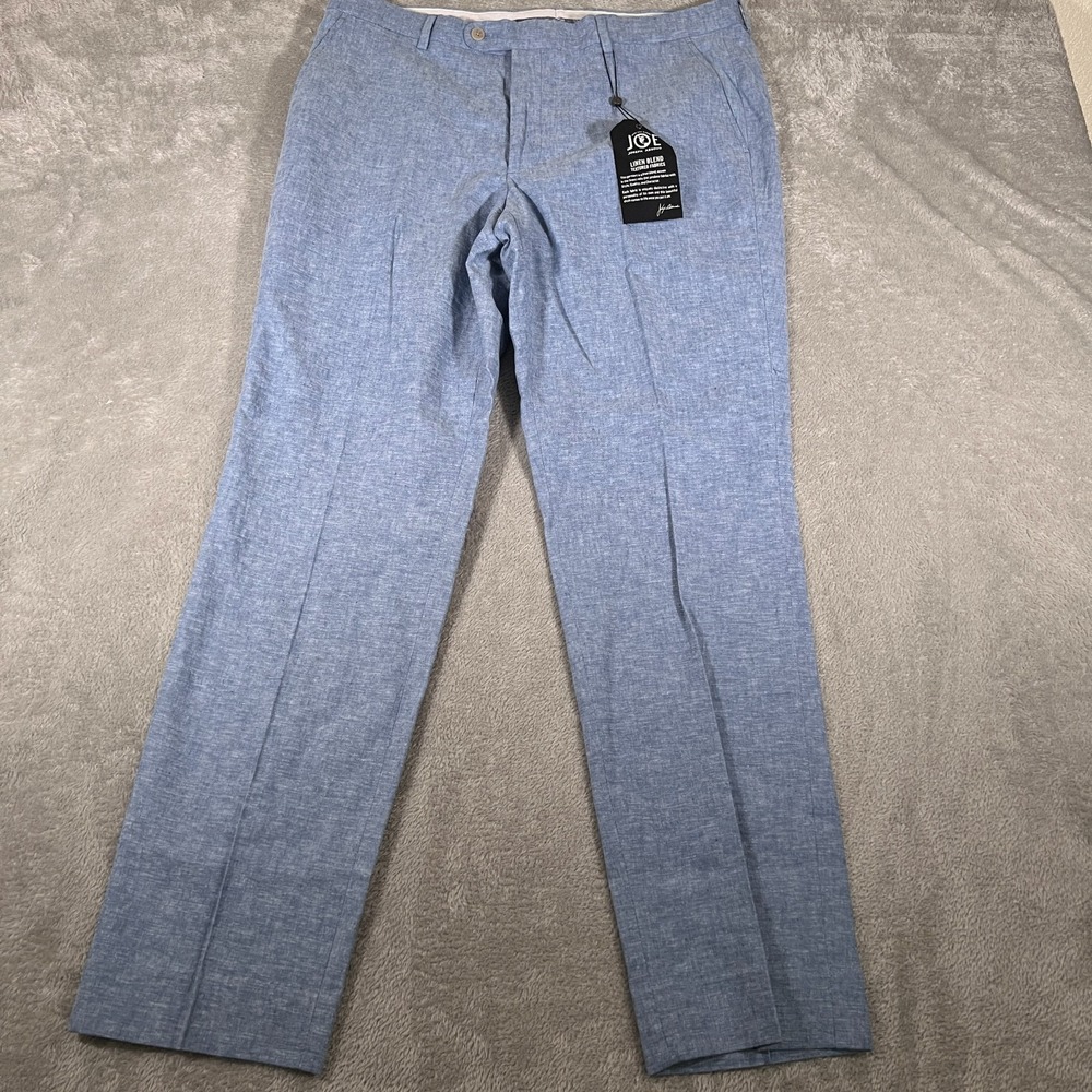Joseph Abboud Pants Mens 38x32 Blue Linen Blend Slim Fit Dress Slacks Summer NWT